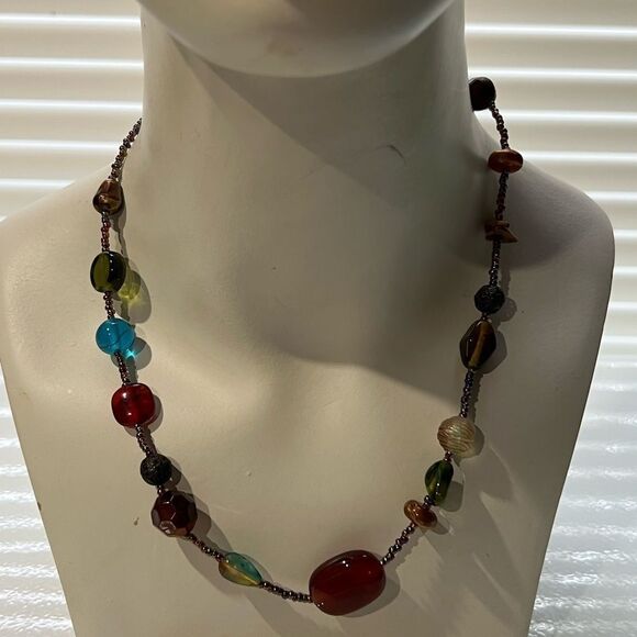 Lia Sophia Multicolored Asymmetrical Bead Necklace - Picture 3 of 11
